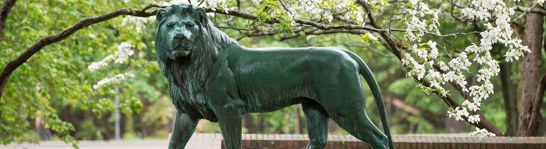 Sculpture of the lion in the garden